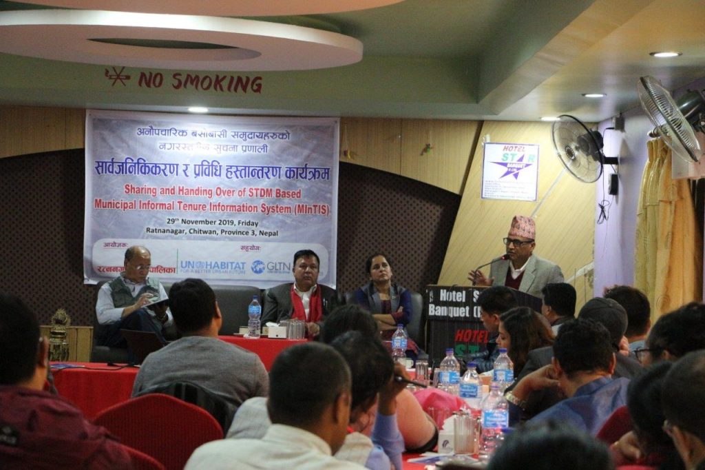 Provincial Legislator Mr Krishana Prasad Khanal commends the importance of LIMS for providing tenure security. Photo: Bishaz Shiwakoti/UN-Habitat